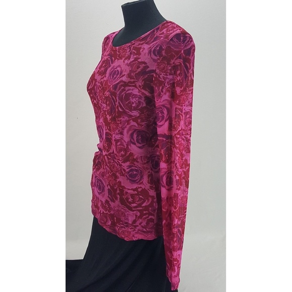 Express Long Sleeve Two-tone Pink Flowers Roses - Picture 4 of 5